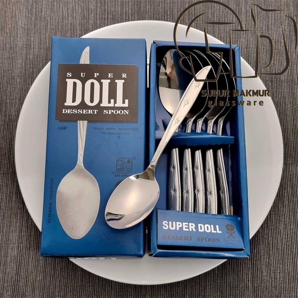 [6 Pcs] Sendok Makan SUPER DOLL (403) . Kedaung Dinner Spoon / Stainless Steel Tebal