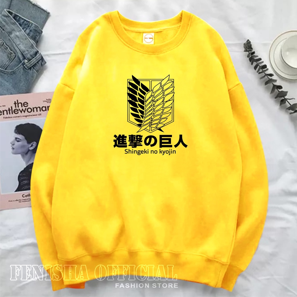 FenishaStore Sweater Crewneck Wanita Anime Shingeki No Kyojin Size M-L-XL-XXL Bisa Bayar Ditempat