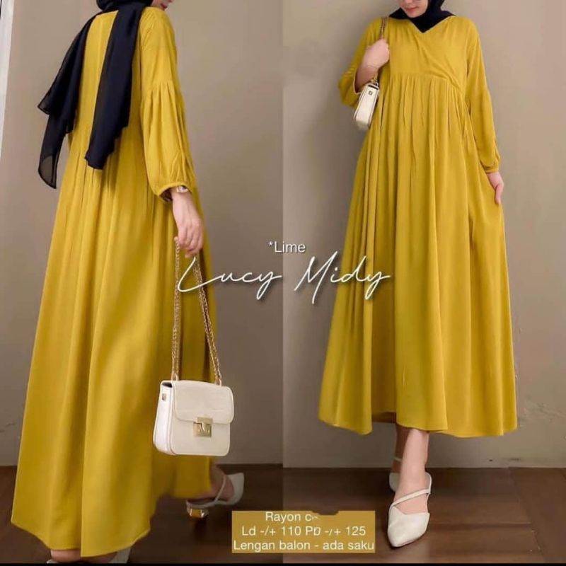 COD/Lucy MIDI dress / long tunik /tunik rayon / long tunik bigsize ld 115cm