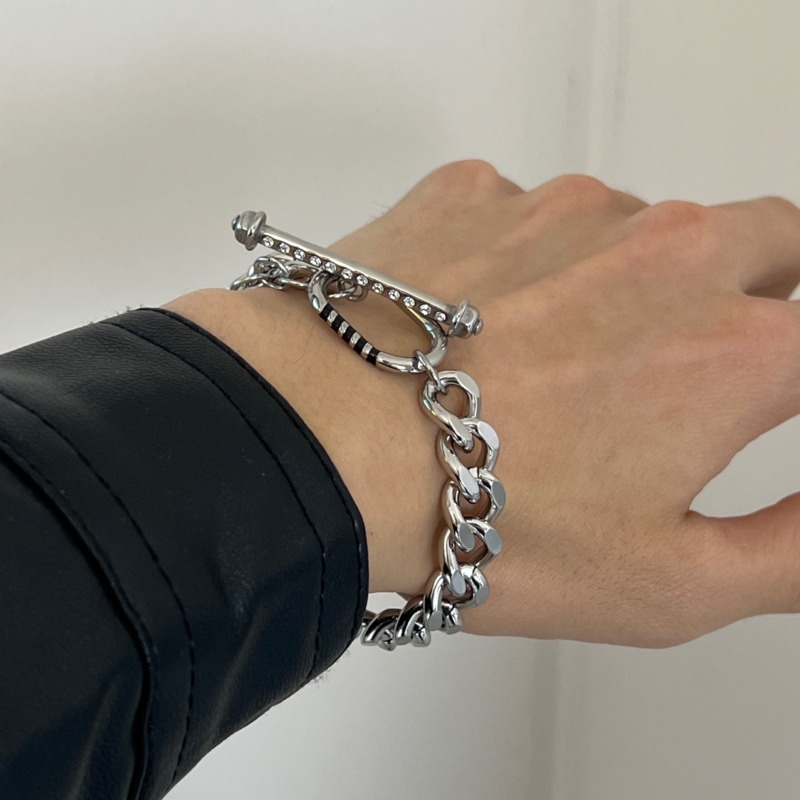 Gelang Tangan Rantai Aksen Berlian Imitasi Gaya Hip Hop Punk Untuk Wanita