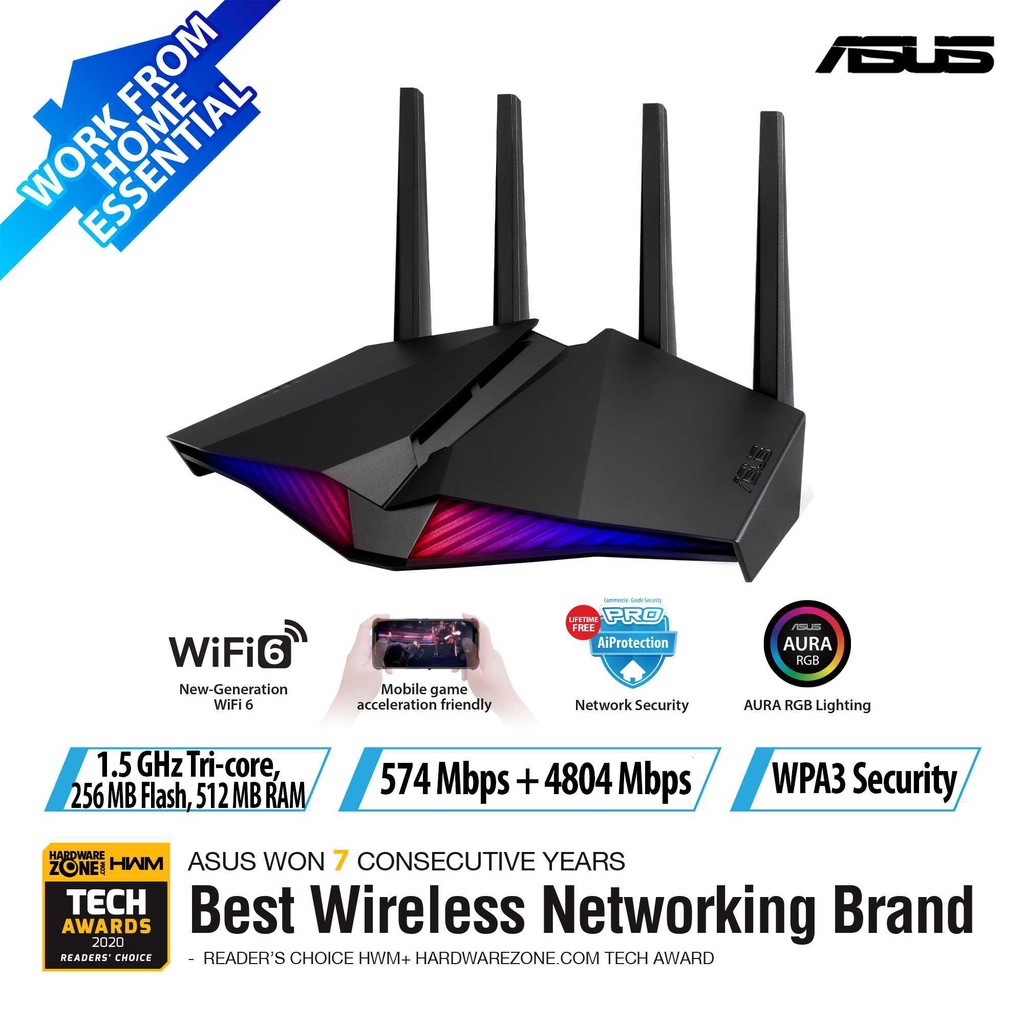 Router Asus RT-AX82U AX5400 WiFi 6 With AiMesh WIFI6 Wireless Gaming