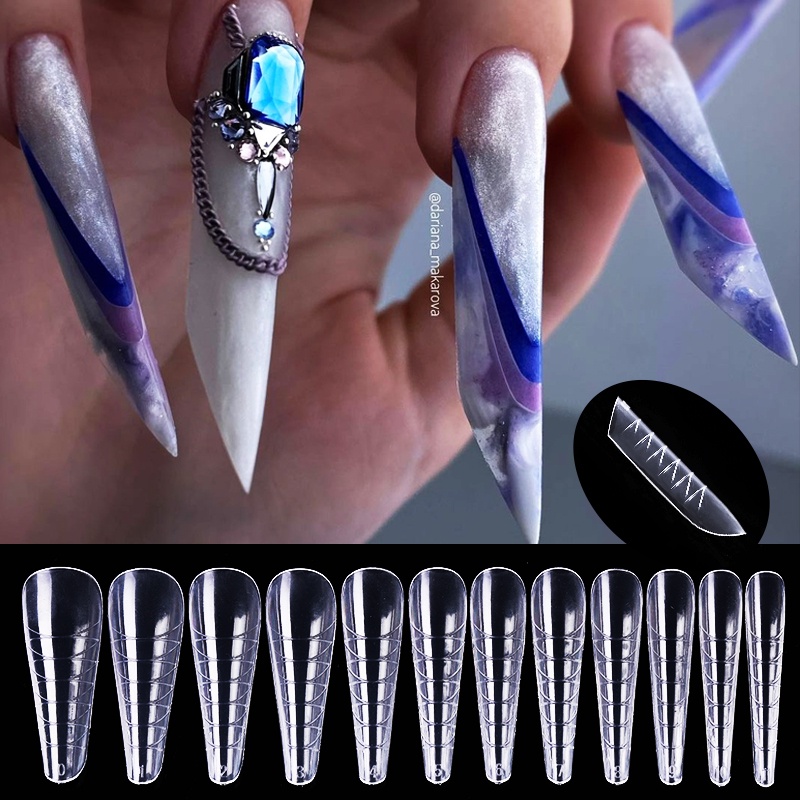 60pcs / Kantong Cetakan Extension Kuku Full Cover Untuk Nail Art UV Gel