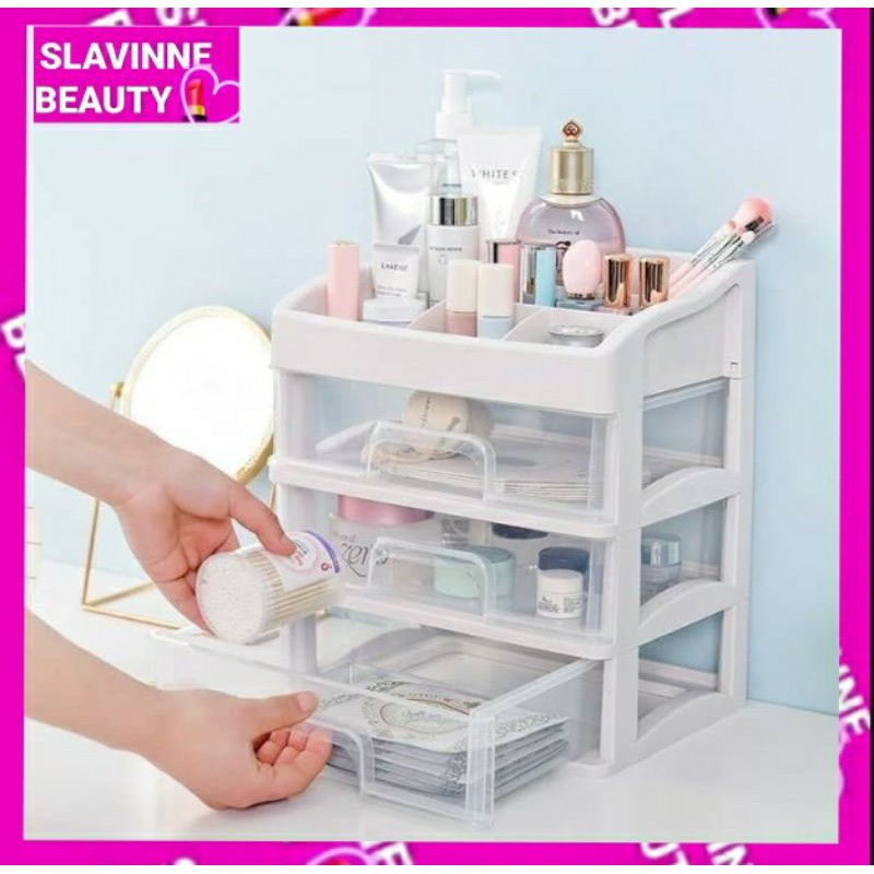 Laci Kosmetik Plastik 3 Susun - Rak Makeup Organizer