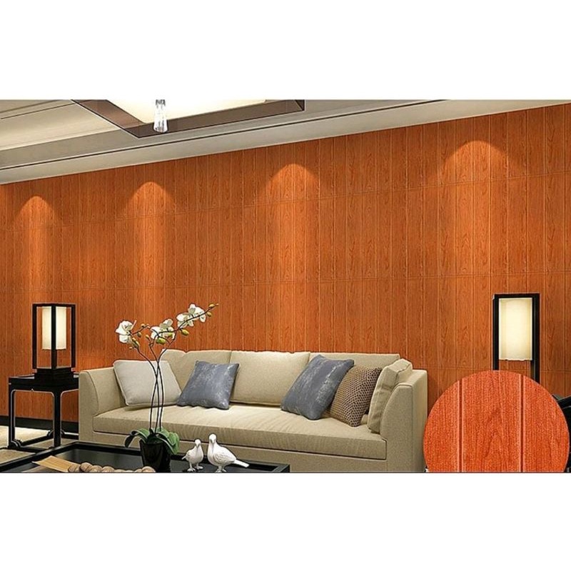 WALLPAPER DINDING 3D MOTIF KAYU BATU BATA DEKORASI KAMAR WALLFOAM PELAPIS TEMBOK