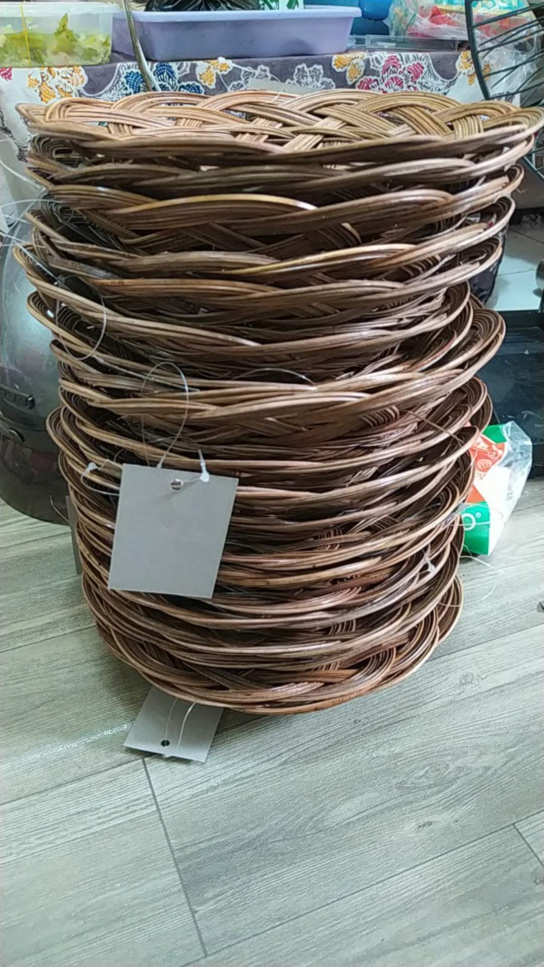 Piring Lidi Anyaman Rotan Bambu Diameter 25cm (isi 10 Pcs)