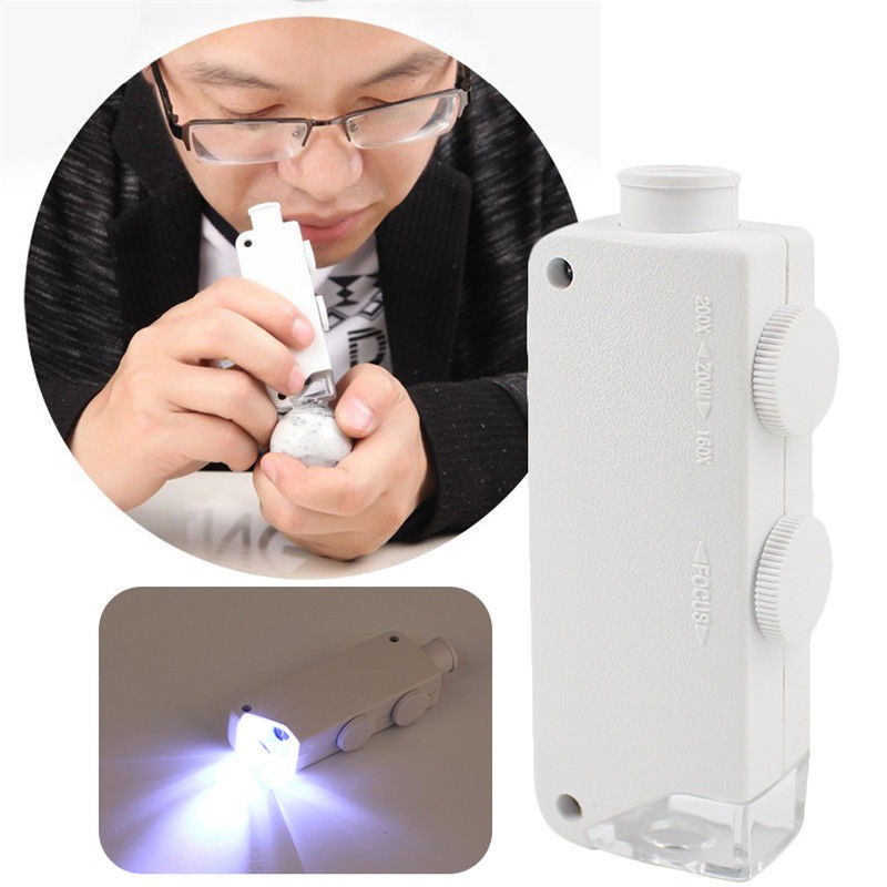 Mikroskop LED Pembesaran Max 200X u/ Cek Uang,Barang Antik,dll - Promo