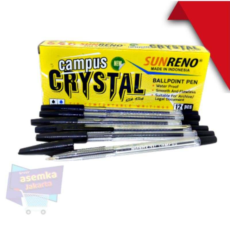 Ballpoint Pen Bolpen Pulpen SunReno Crystal Grosir (12pcs)