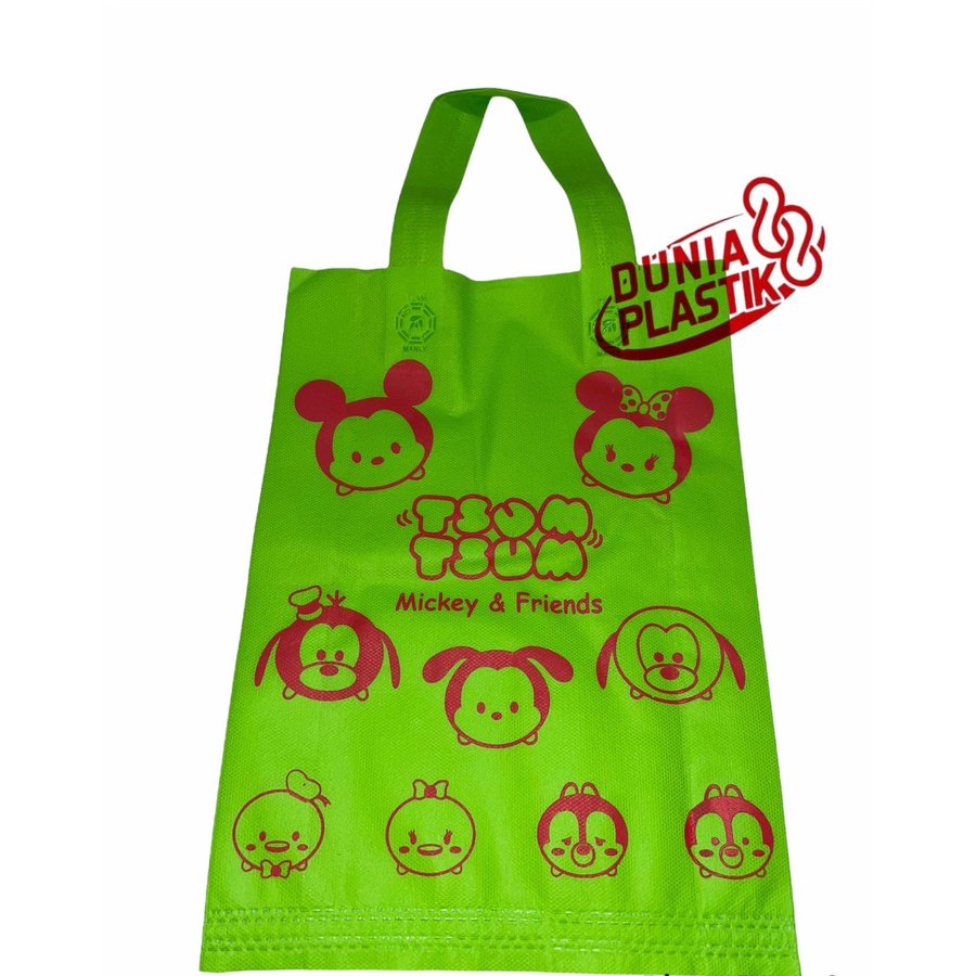 isi12pc TAS KAIN KARAKTER sablon acara party pesta ultah ulang tahun anak souvernir goodie bag kado spunbob gasset tas ramah lingkungan anak cowok cewek spidermen hellokiti unicorn frozen doraemon cars tayo lol tsumtsum-TAS KAIN TSUMTSUM