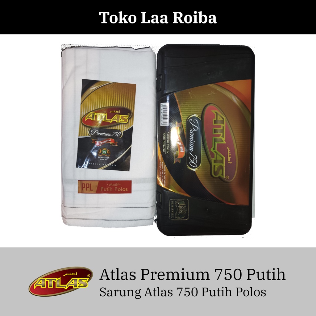 Sarung ATLAS Premium 750 Original Putih Polos