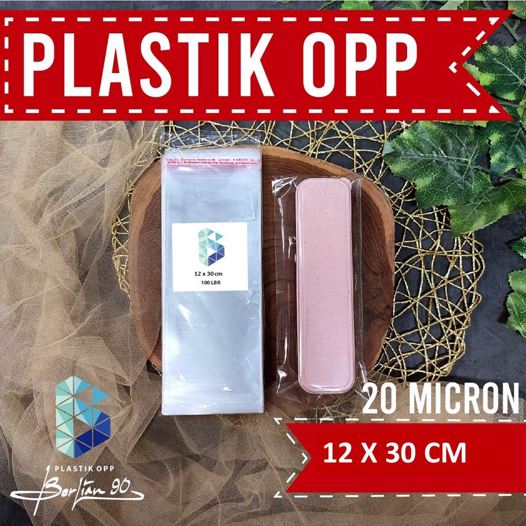 

12X30 CM PLASTIK OPP (SEAL/LEM) TEBAL 20 MIC ASLI / PLASTIK BUFF / GARMENT / PECI / SARUNG