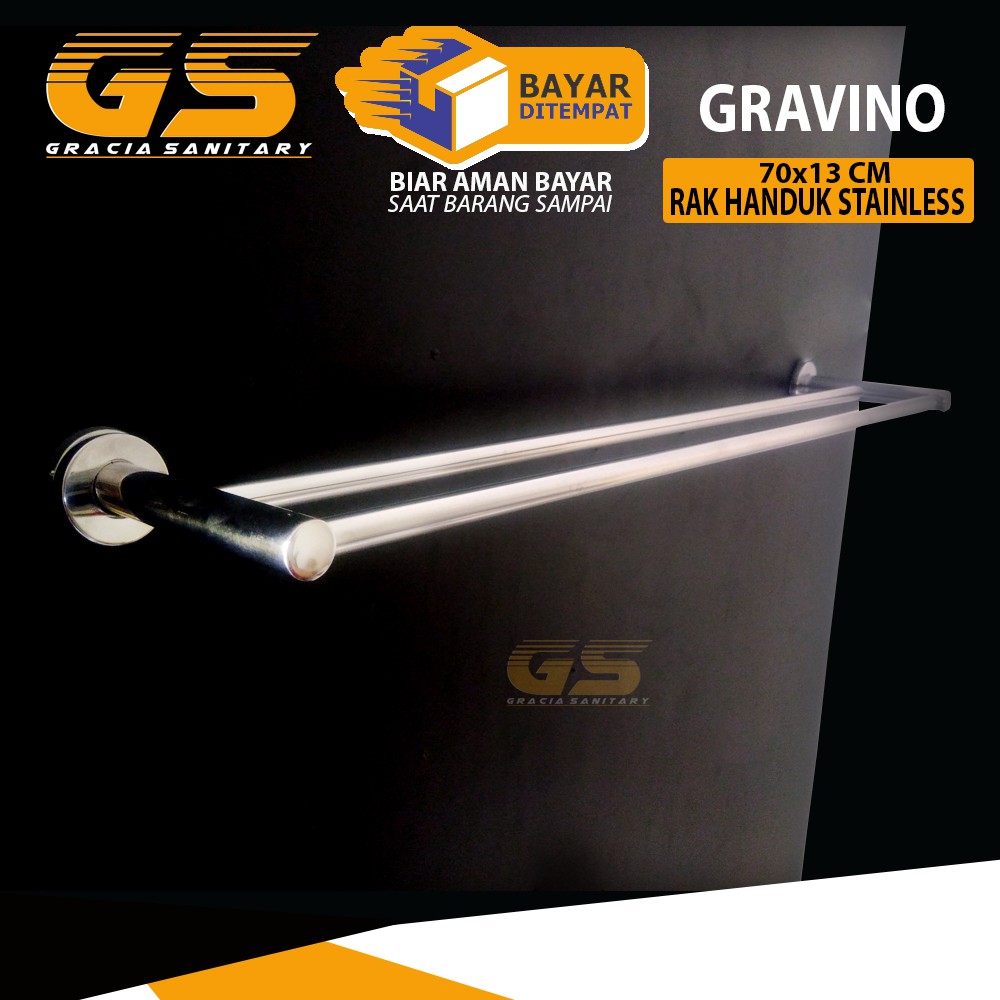 Gantungan Baju / Rak Handuk 2 Baris 70cm Stainless Steel SUS304