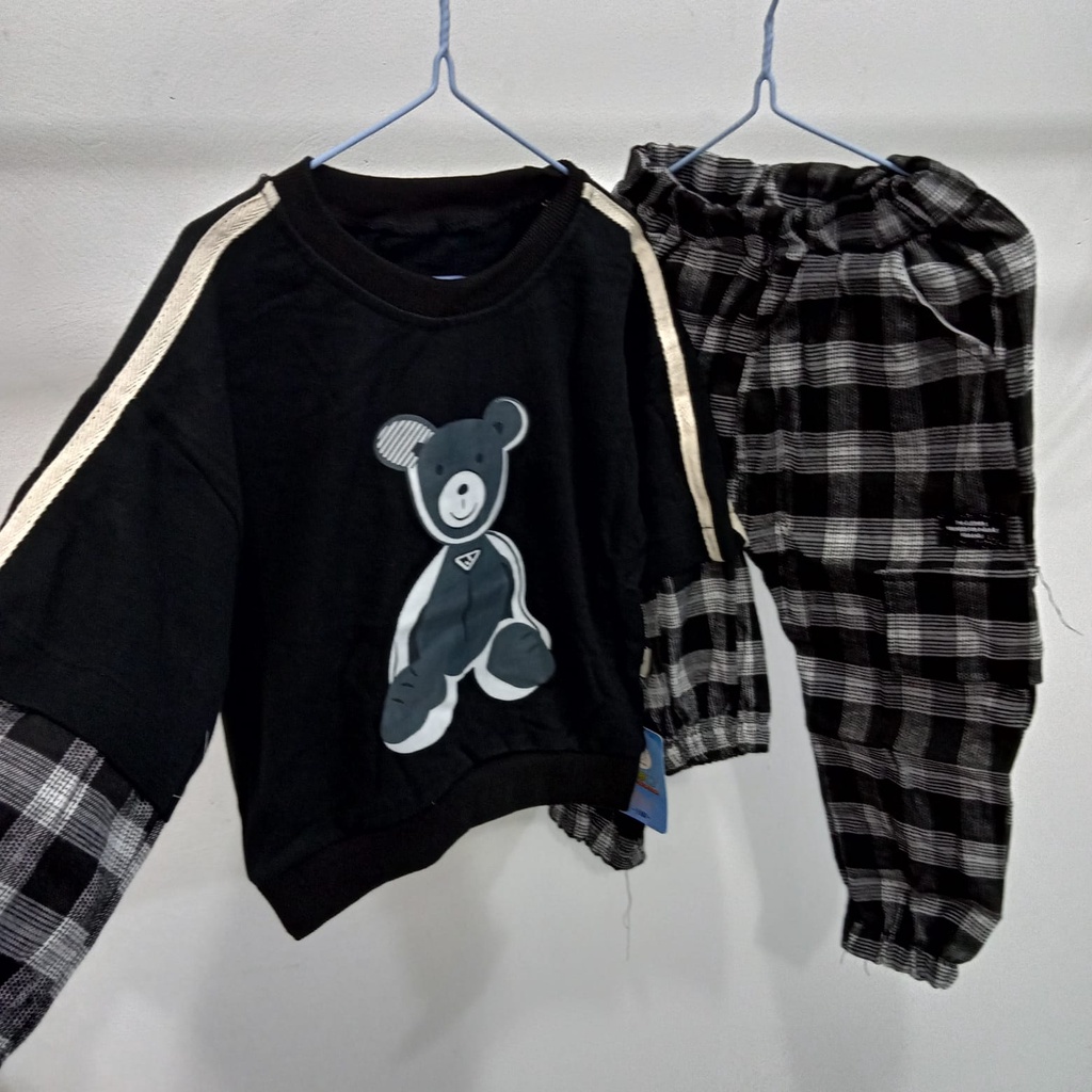 [COD] Setelan anak laki laki motif BoardBear 0-5 Tahun / Setelan baju baby impor premium korea lengan panjang/Brownieground