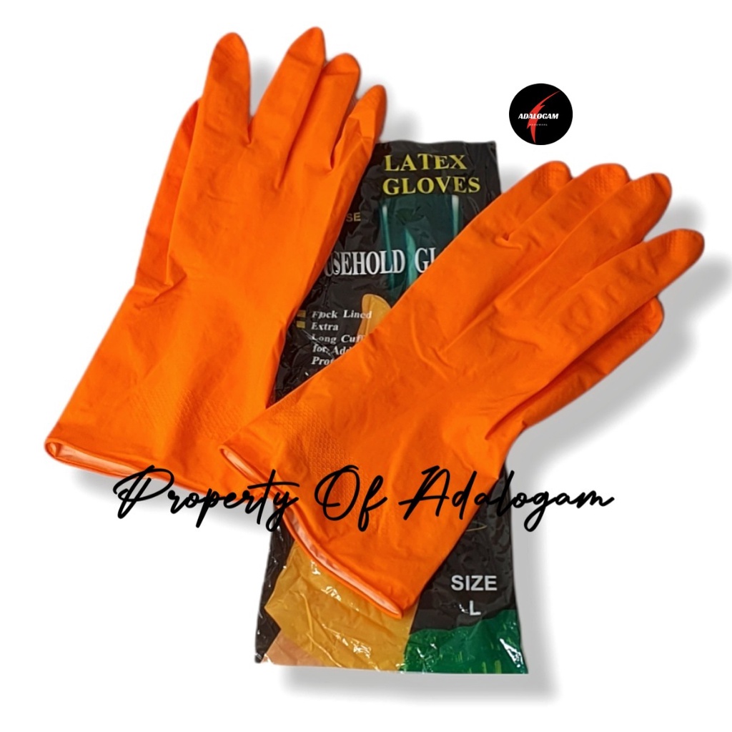 Sarung Tangan Karet Latex Orange - Latek Household Gloves