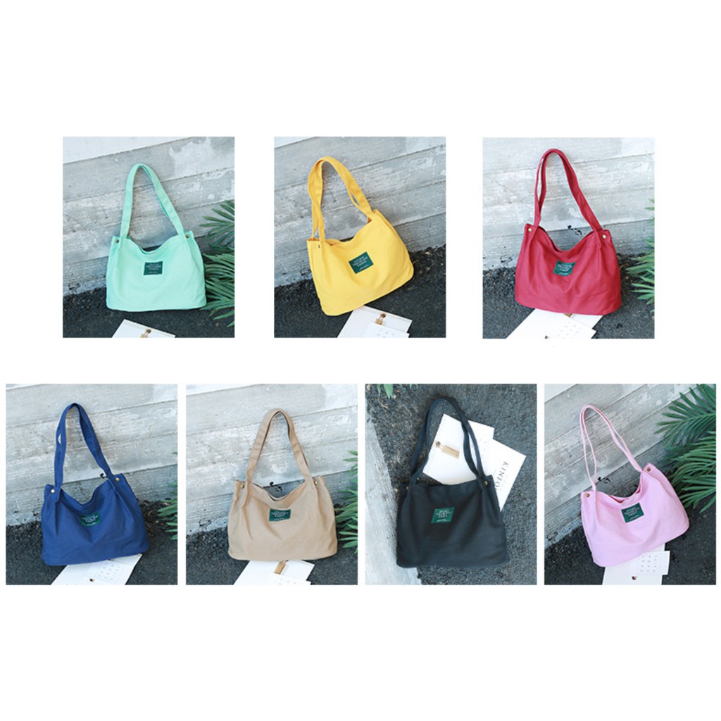 WYK26 Tas Kanvas Tote Bag Besar Warna Polos Living Travel Share Diskon Murah Impor Brand New TKM