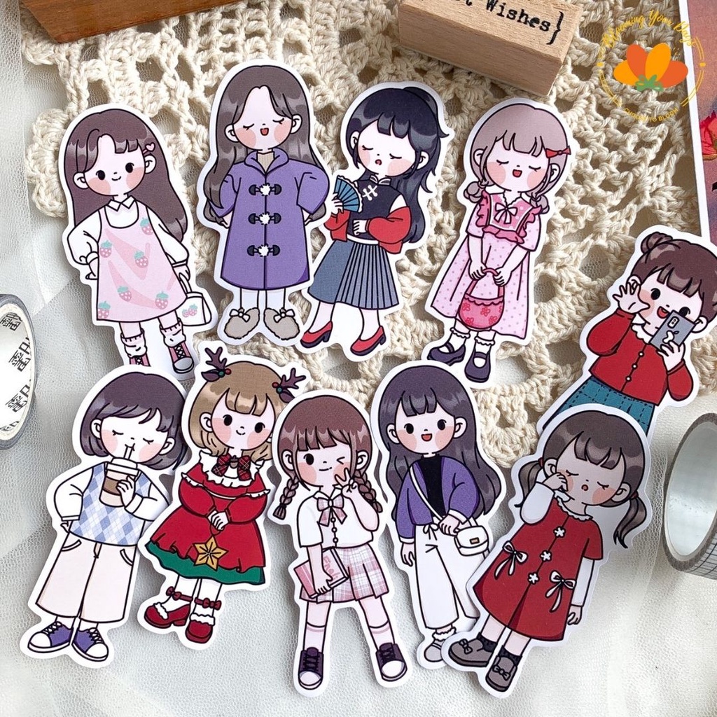 

Girl Sticker Chibi Lucu Boy stiker dekorasi journaling scrapbook journal bujo deco fashion cute