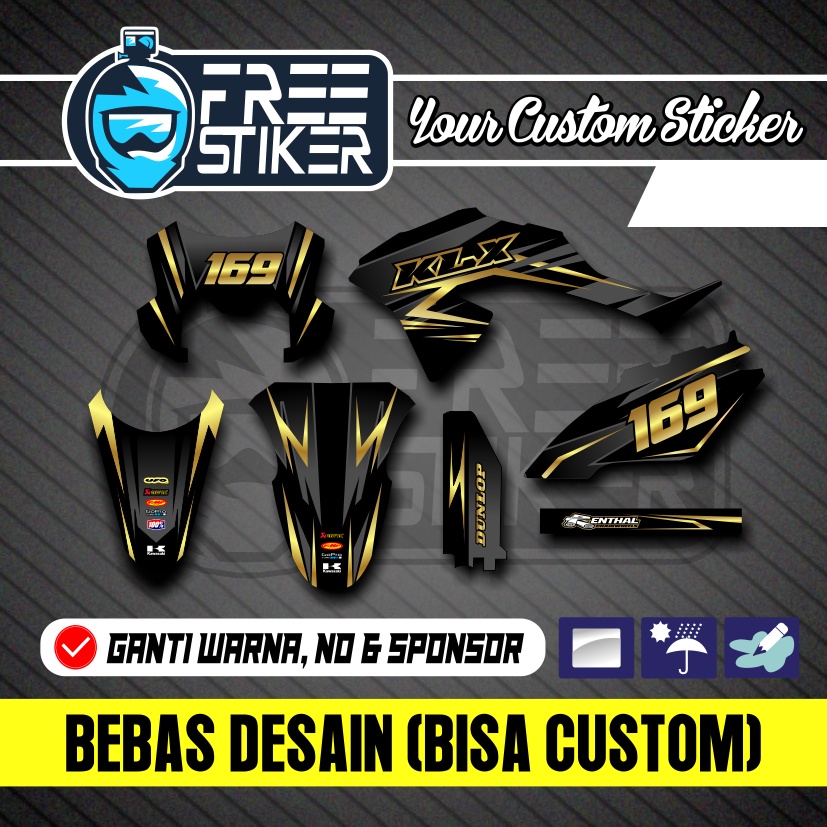 DECAL STICKER STIKER KLX 150 G, L, BF BLACK GOLD HITAM ABU