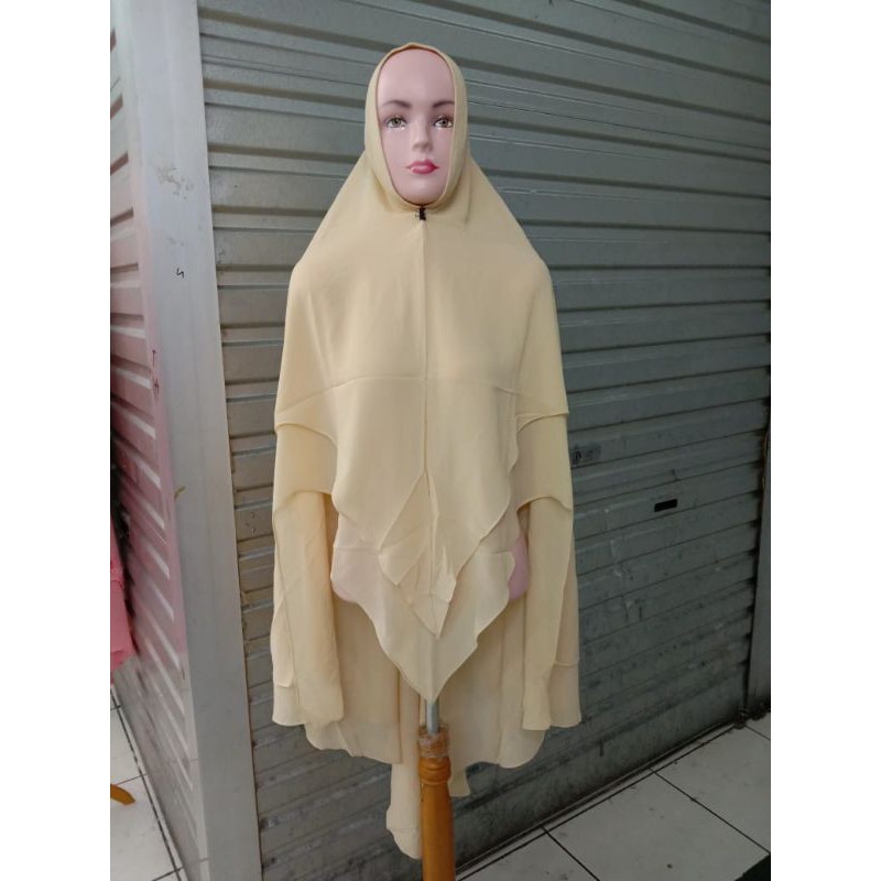 PREMIUM Khimar 2 Layer Jumbo / Hijab Ceruti Berkualitas SAHLA  Original
