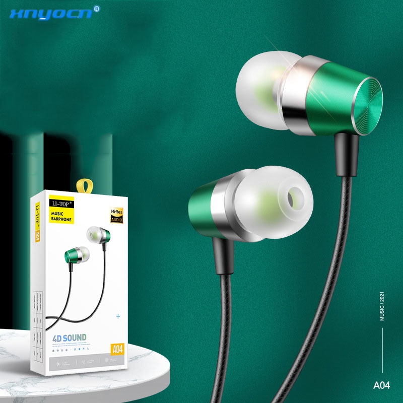 Xnyocn Earphone In ear subwoofer stereo Bahan metal Dengan Kabel + Mic