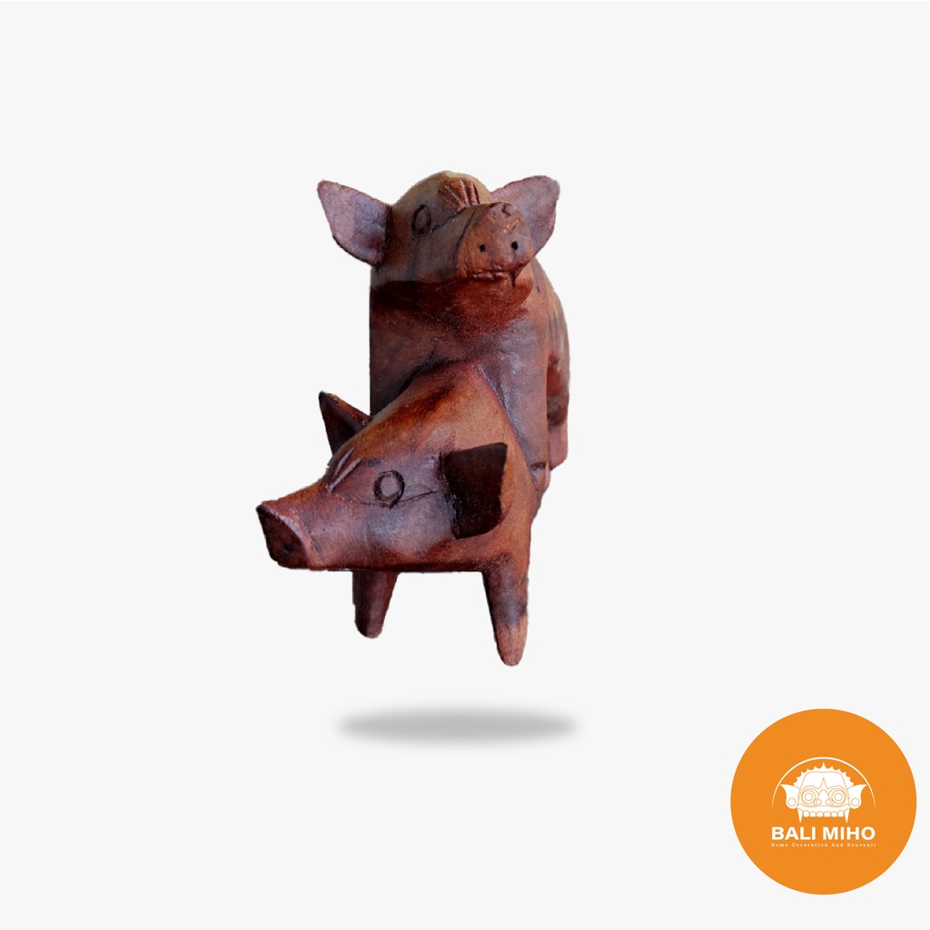Patung Babi Ngepet - Patung Babi Kayu - Pig Statue - Stuffed Pig - Patung Binatang - Patung Kayu - Patung Unik - Patung Babi Berdua - Patung Hewan Unik - Dekorasi - Patung Dekorasi - Patung Babi Lucu-4