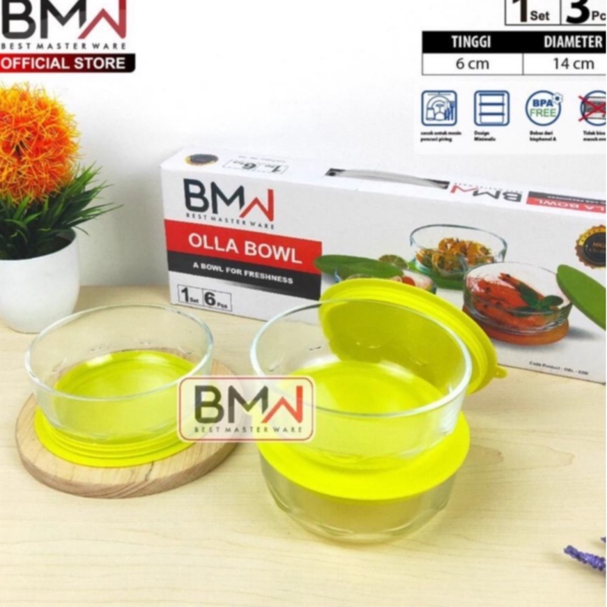 BMW Mangkok Olla Bowl / Wadah Makanan Kaca Tebal 1pcs