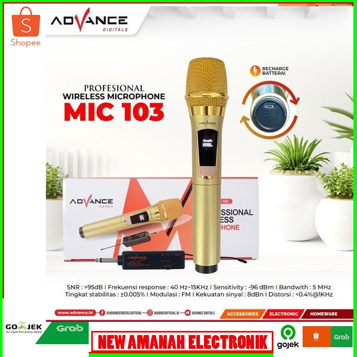 mic wireless single advance 103 microphone advance 103