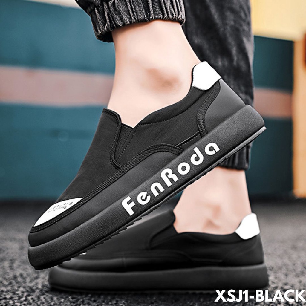 SNEAKERS PRIA ALA COWO AWESOME KEKINIAN HITAM PUTIH BAHAN CANVAS IMPORT BERKUALITAS IMPORT SJ1