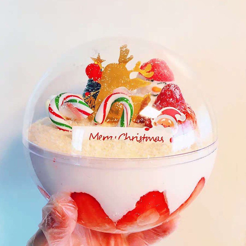 WW 147 Toples Makanan Plastik Model Bulat Takeaway unik Wadah Salad Snack Tenteng Lucu kue Cake ulta