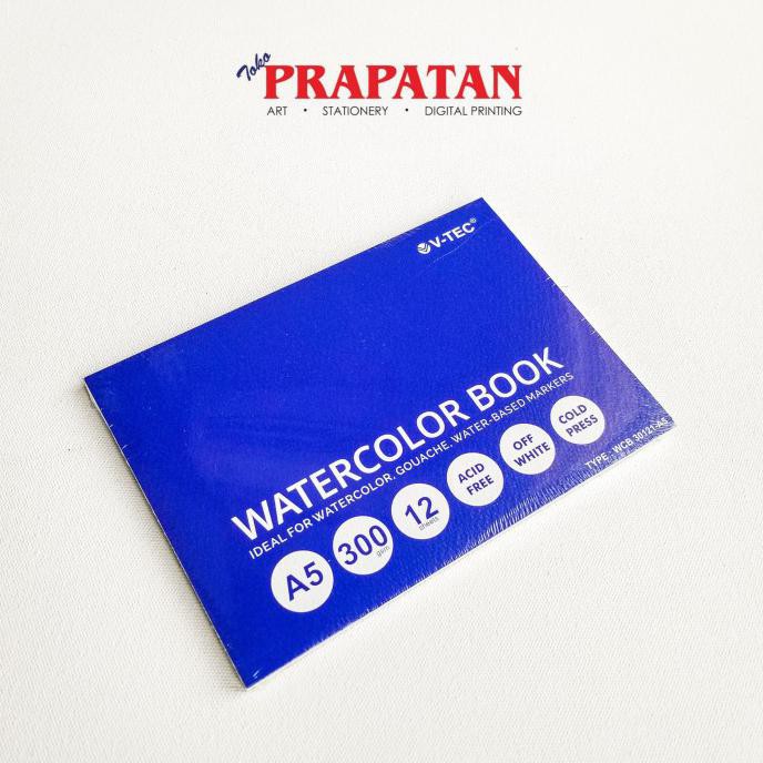 

Gilaa!!! V-Tec Watercolor Book Pad A5 12 Lembar 300 Gsm / Buku Gambar Cat Air Terbatas