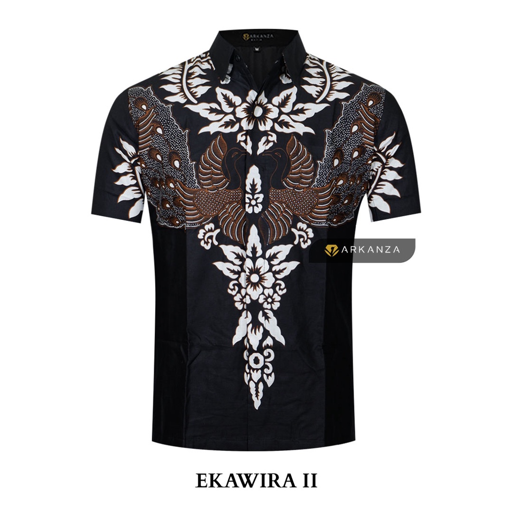 BATIK ARKANZA Motif EKAWIRA Hem Atasan Kemeja Baju Batik Pria Cowok Laki Laki Slimfit Full Lapis Furing Lengan Panjang Lengan Pendek Original Asli