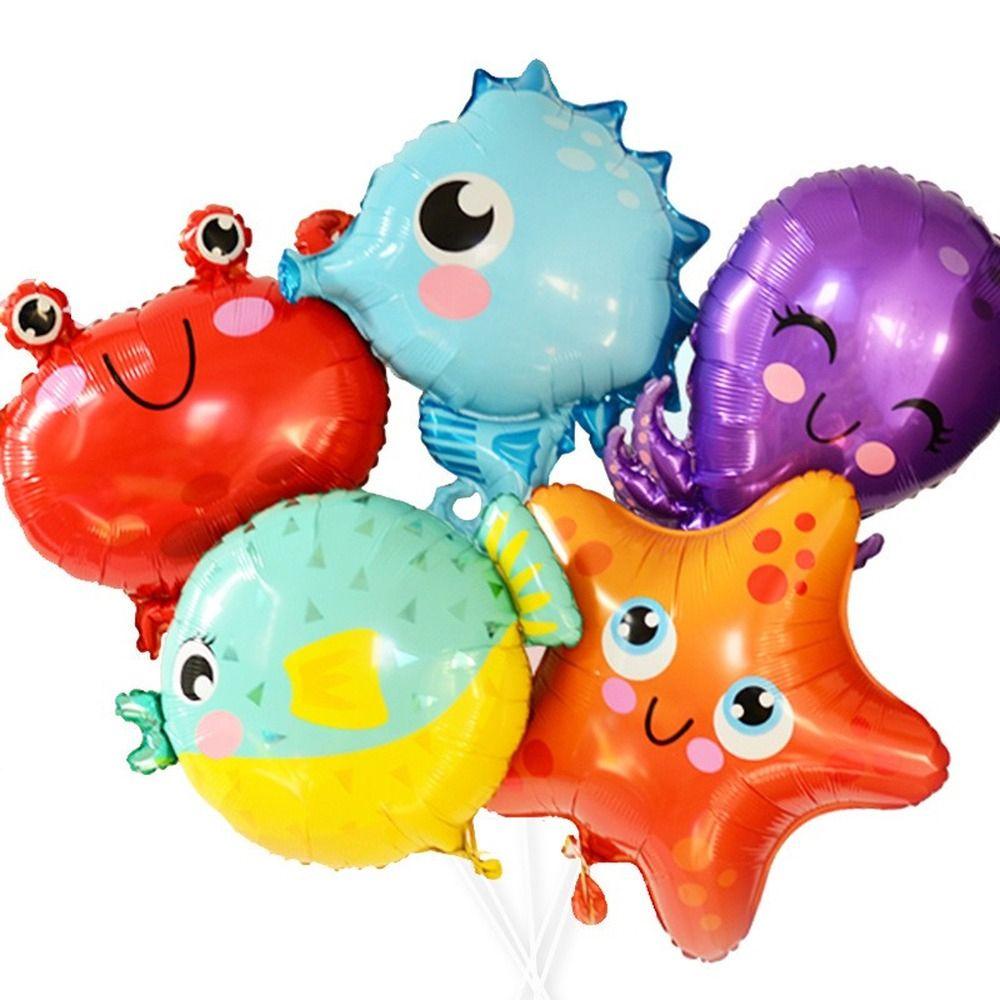 Mxbeauty Balon Ikan Lucu Hewan Laut Perlengkapan Baby Shower Tema Pesta Laut Anak Dekorasi Ulang Tahun Kepiting/Bintang Laut/Gurita Octopus Balloons