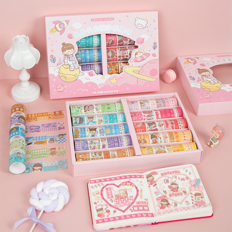 Washi Tape 10 Rol | Selotip Washi Motif Kartun Lucu Untuk Scrapbook | Stationery