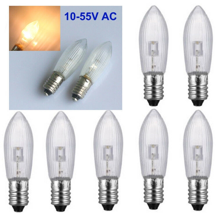 1 / 10 Pcs Bohlam Lampu LED E10 10V-55V AC Warna Warm White Untuk Dekorasi Natal