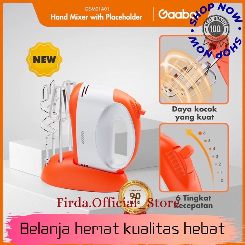 Gabor Hand Mixer 100 Watt Pengocok Telor Pengaduk Adonan 6 Mode Stainless Steel Serbaguna