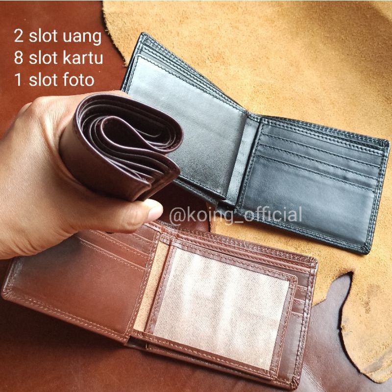 DOMPET PRIA  KULIT ASLI FULL CUSTOM NAMA MODEL BERDIRI SLOT KARTU BANYAK ORI