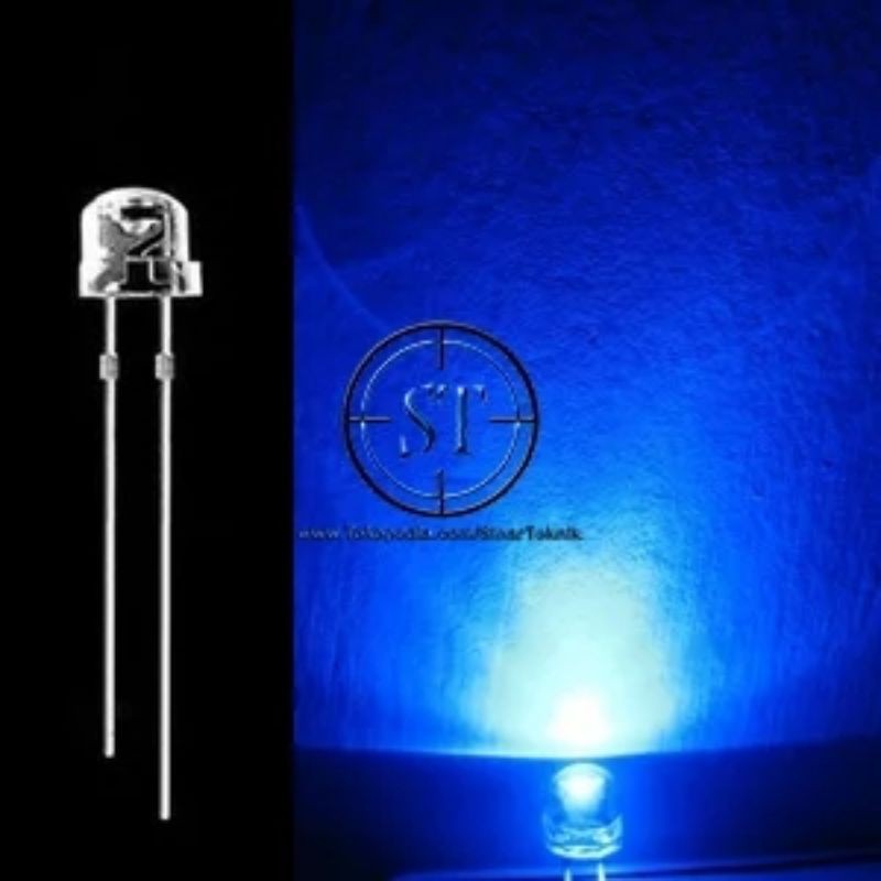 LAMPU LED STRAWHAT BIRU 5MM TOPI PENDEK BLUE STRAW WHAT LAMPU KECIL