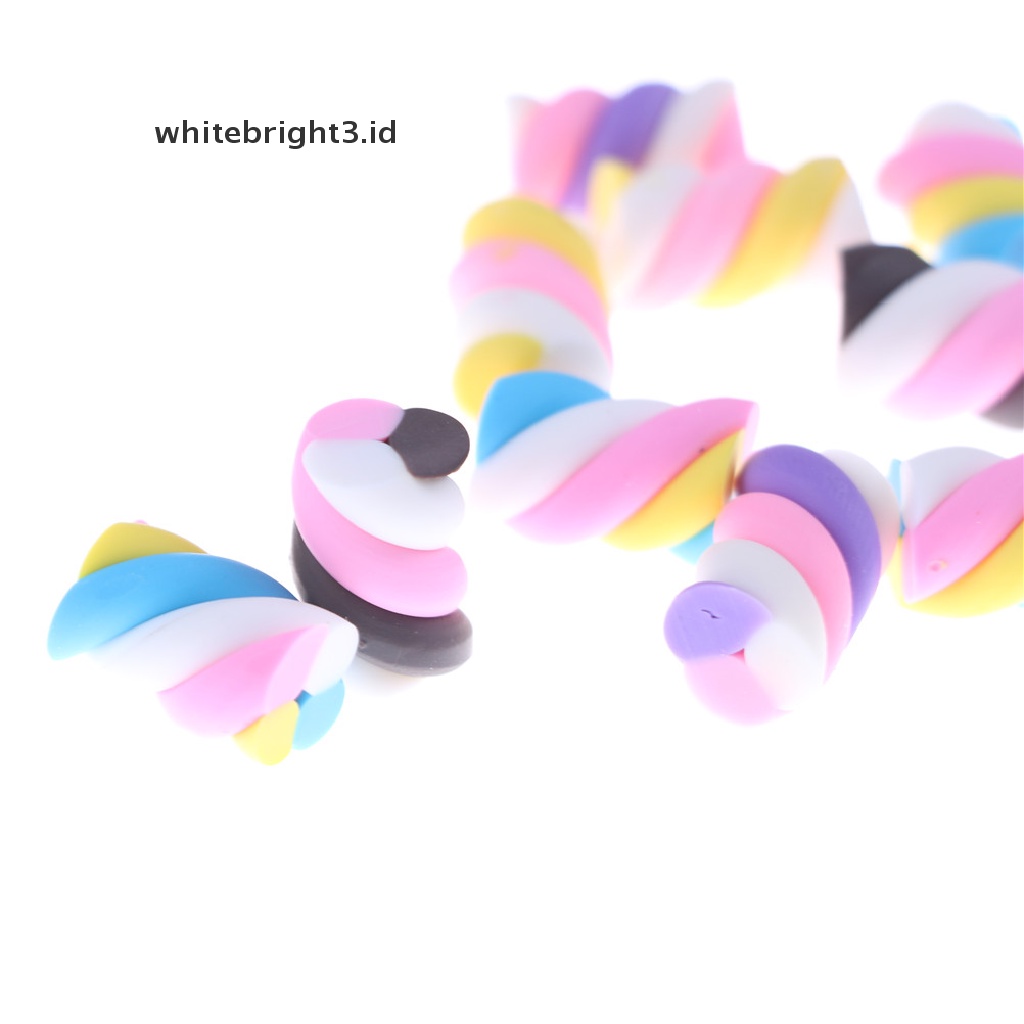 (whitebright3.id) 10pcs / lot Miniatur Kue Marshmallow Bahan Resin Untuk Dekorasi DIY