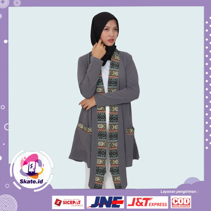 SK Outer Batik Songket Wanita - Baju Cardigan Outer Panjang Lengan Pendek - BD
