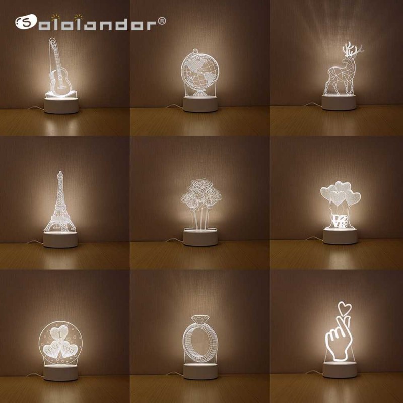 Lampu Hias Meja 3D LED Transparan Design - LD3200 SOLOLANDOR