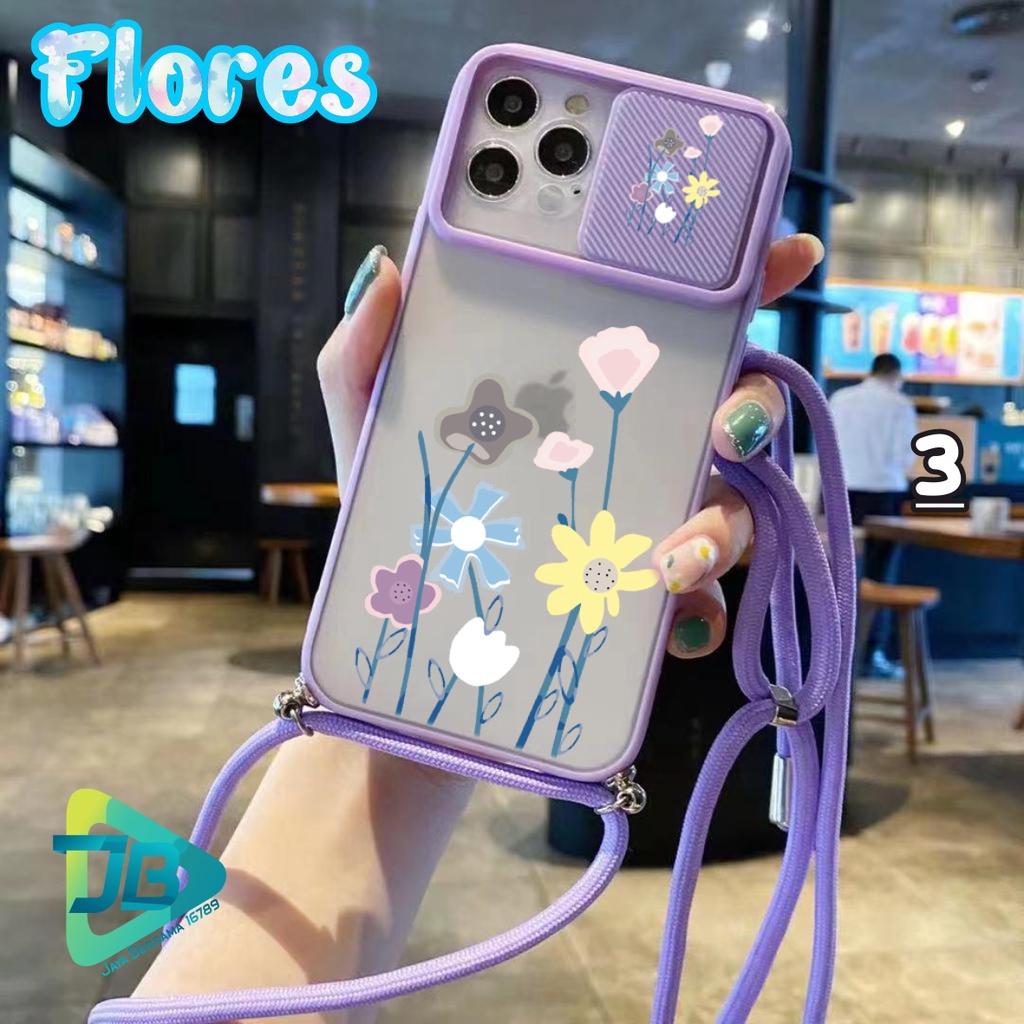 SOFTCASE SLINGCASE SLIDE PELINDUNG KAMERA FLORES SAMSUNG OPPO VIVO REALME IPHONE XIAOMI JB4797