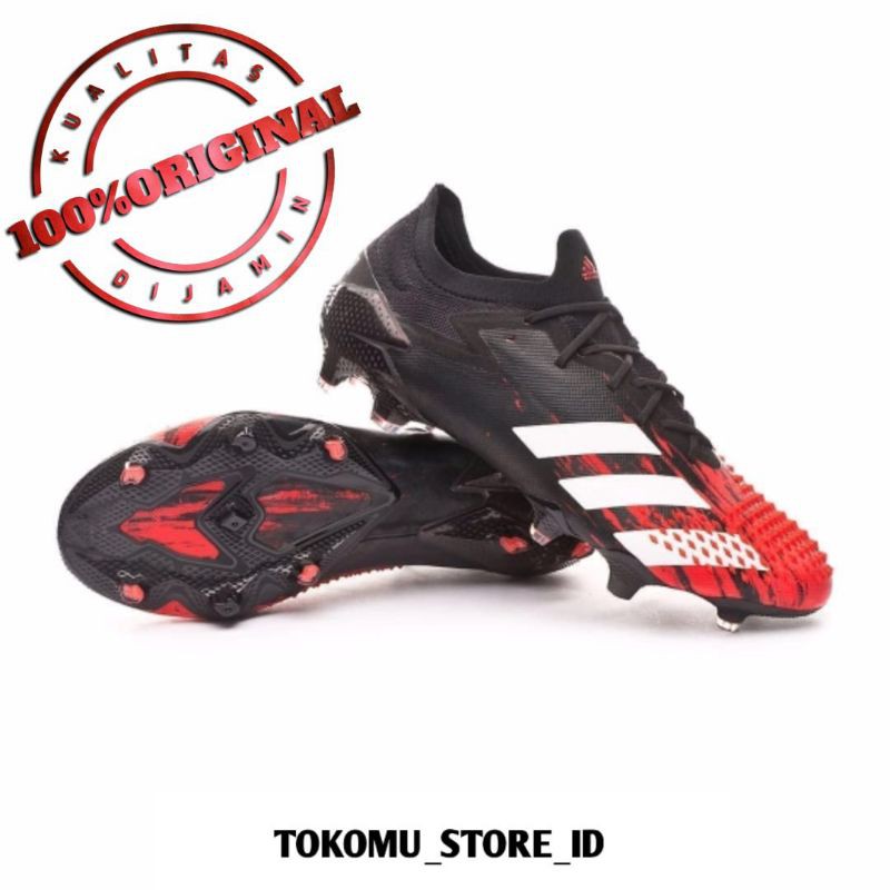 SEPATU MURAH ORIGINAL Adidas Predator Mutator 20.1 Low Core Black White Active Red Soccer