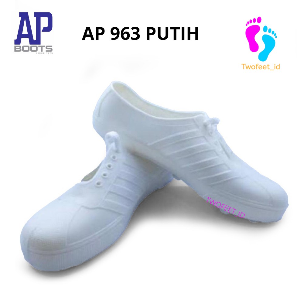 Sepatu Karet AP Boots Multi Fungsi- AP PUL BOLA 963 Putih dan Hitam AP Boot SEPATU PETANI & BERKEBUN-1