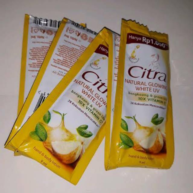Citra Handbody Sachet Natural Glowing UV White Bengkoang & Green Tea 1 Renceng Isi 6 x 9 ml