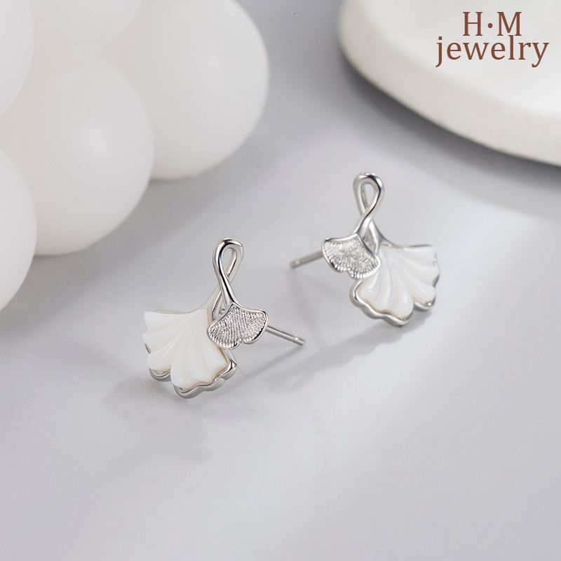 Sansheng Apricot Ginkgo Leaf Ear Studs