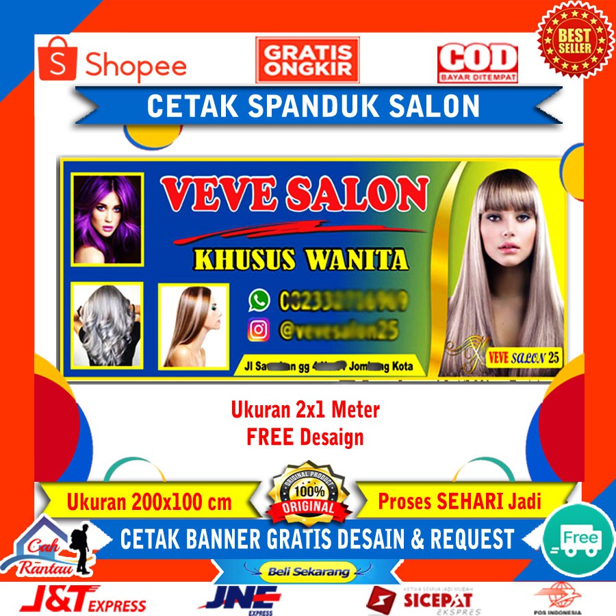 Cetak Banner Spanduk Backdrop Free Design Baliho Salon Beauty Spa Potong Rambut Usaha Bisnis Promosi Shopee Indonesia