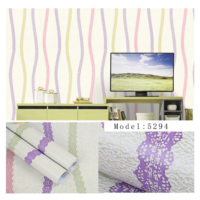 Wallpaper Sticker Dinding Motif Ulir Warna