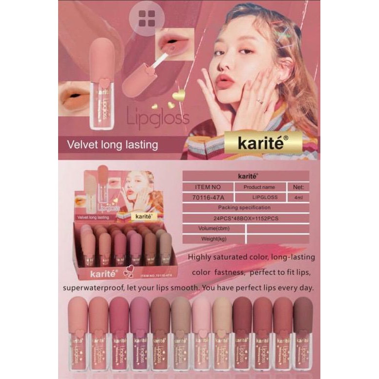 LIP GLOSS KARITE VELVET LONGLASTING  NO.70116-47A