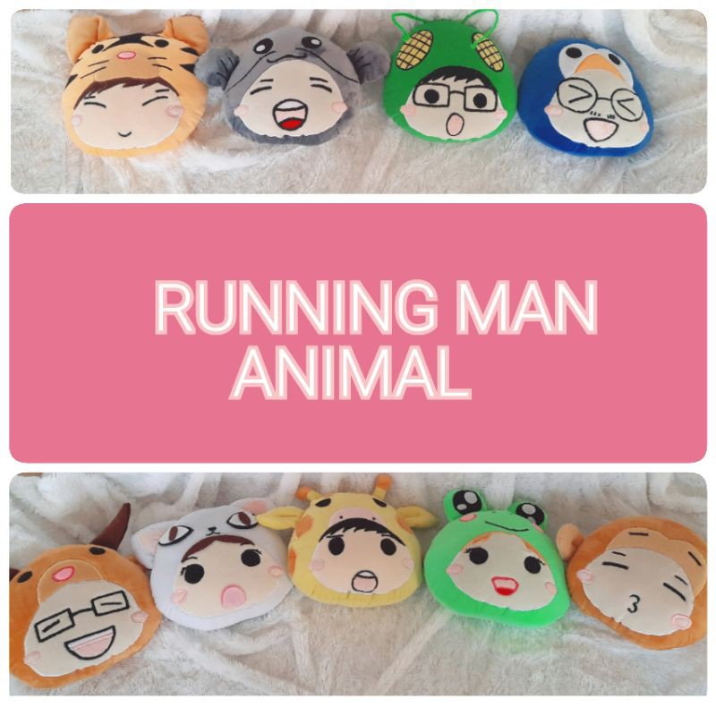 

Running Man Animal plushie with rippable name tag nametag boneka bantal korea lucu unik kado hadiah