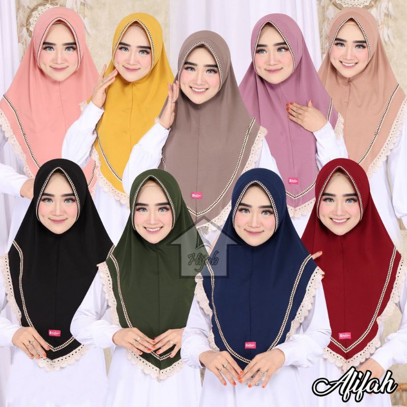 kerudung instan Jersey Afifah hijab renda// hijab instan Jersey