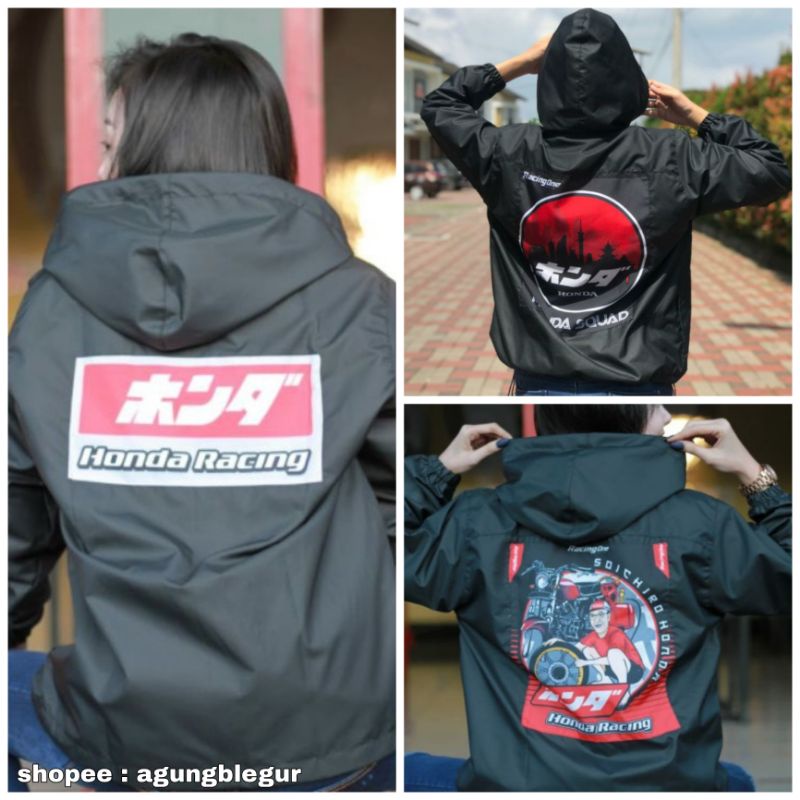 JAKET HONDA RACING WATERPROOF / ANTI AIR / JAKET PARASUT TEBAL HALUS / JAKET CB GL MP TIGER HEREX sc