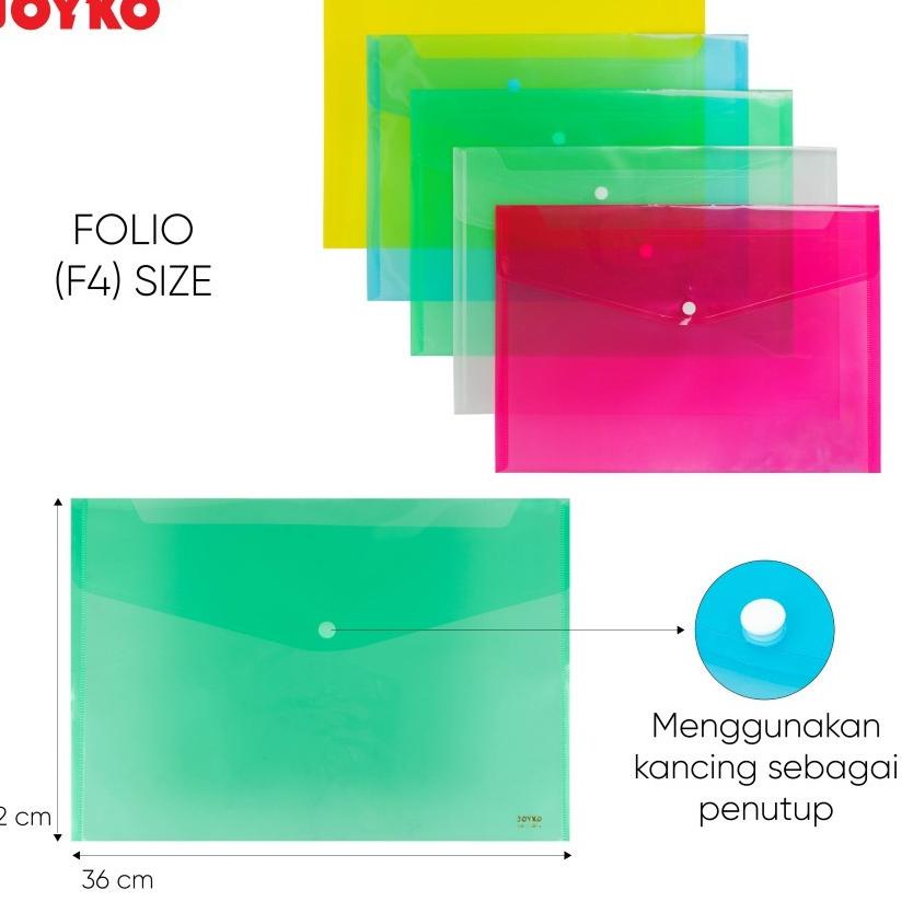 

Murah Viral Document Bag Map Kancing Folio Joyko DB-105FK transparant 1PACK/ 12Pcs